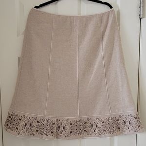 Vintage Ann Taylor Size 14 Taupe Embroidered Skirt